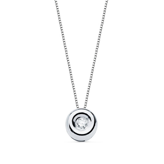 18K GARGANTILLA ORO BLANCO CHATON 5,5 MM DIAMANTE 1.70MM 0,020 QTS. G-VS2. CADENA 42CM