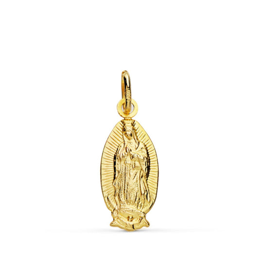 Colgante Virgen de Guadalupe Silueta Oval 16 mm de oro amarillo 18K