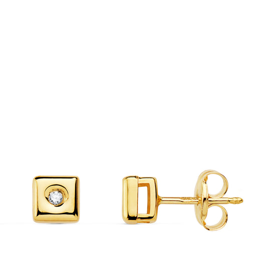 Pendientes Chaton Cuadrado Diamantes Laboratorio 0,030 Qts.g-vs2 de oro amarillo 18K