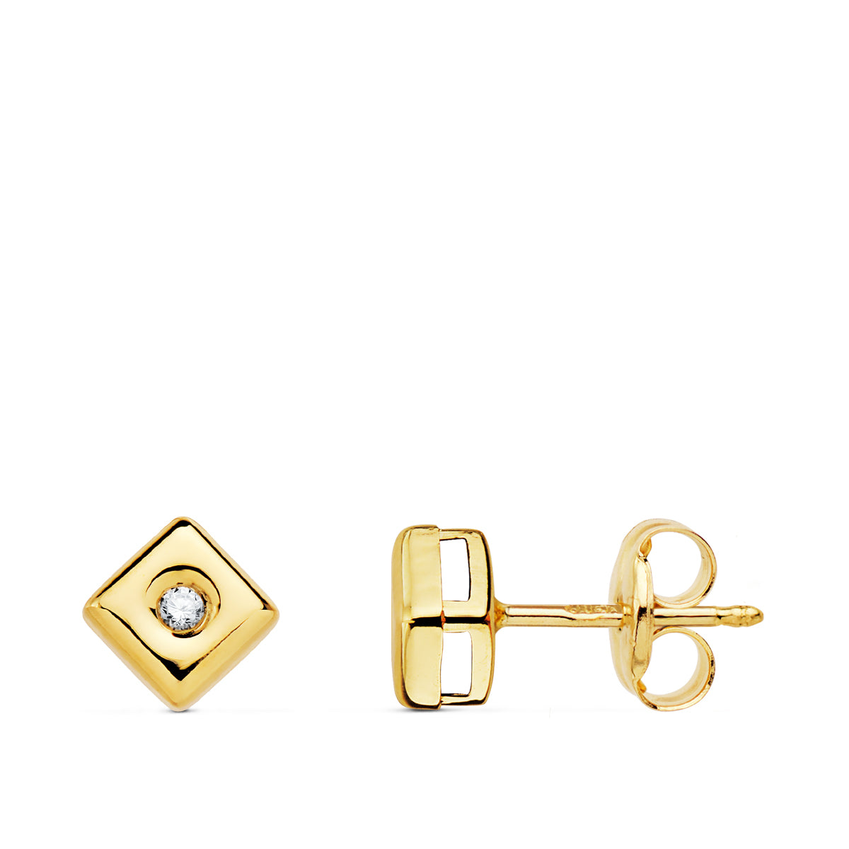 Pendientes Chaton Cuadrado Diamantes Laboratorio 0,030 Qts.g-vs2 de oro amarillo 18K