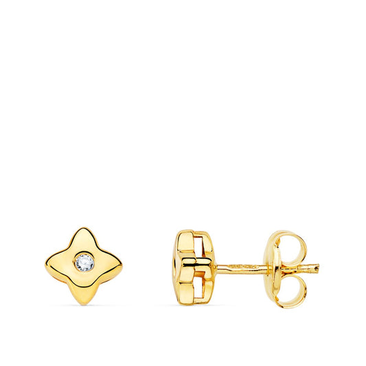 Pendientes Estrella Diamantes Laboratorio 0,030 Qt Vs2-g. Medida: 5 x 5 mm. de oro amarillo 18K
