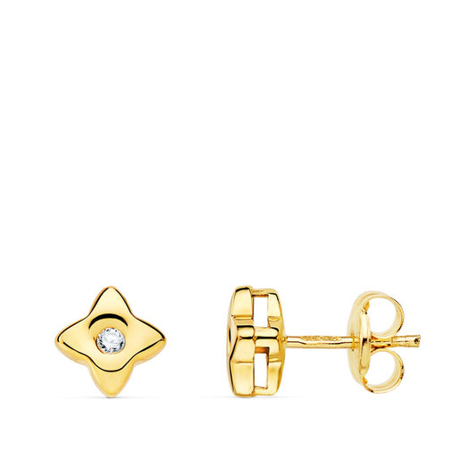 Pendientes Estrella Diamantes Laboratorio 0,040 Qt Vs2-g. Medida: 5,5 x 5,5 mm. de oro amarillo 18K