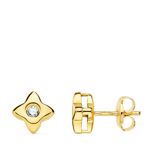 Pendientes Estrella Diamantes Laboratorio 0,100 Qt Vs2-g. Medida: 6 x 6 mm. de oro amarillo 18K