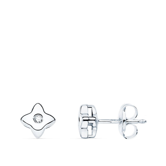 Pendientes Estrella Diamantes Laboratorio 0,030 Qt Vs2-g. Medida: 5 x 5 mm. de oro blanco 18K