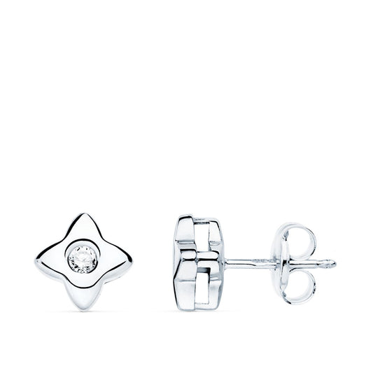 Pendientes Estrella Diamantes Laboratorio 0,100 Qt Vs2-g. Medida: 6 x 6 mm. de oro blanco 18K