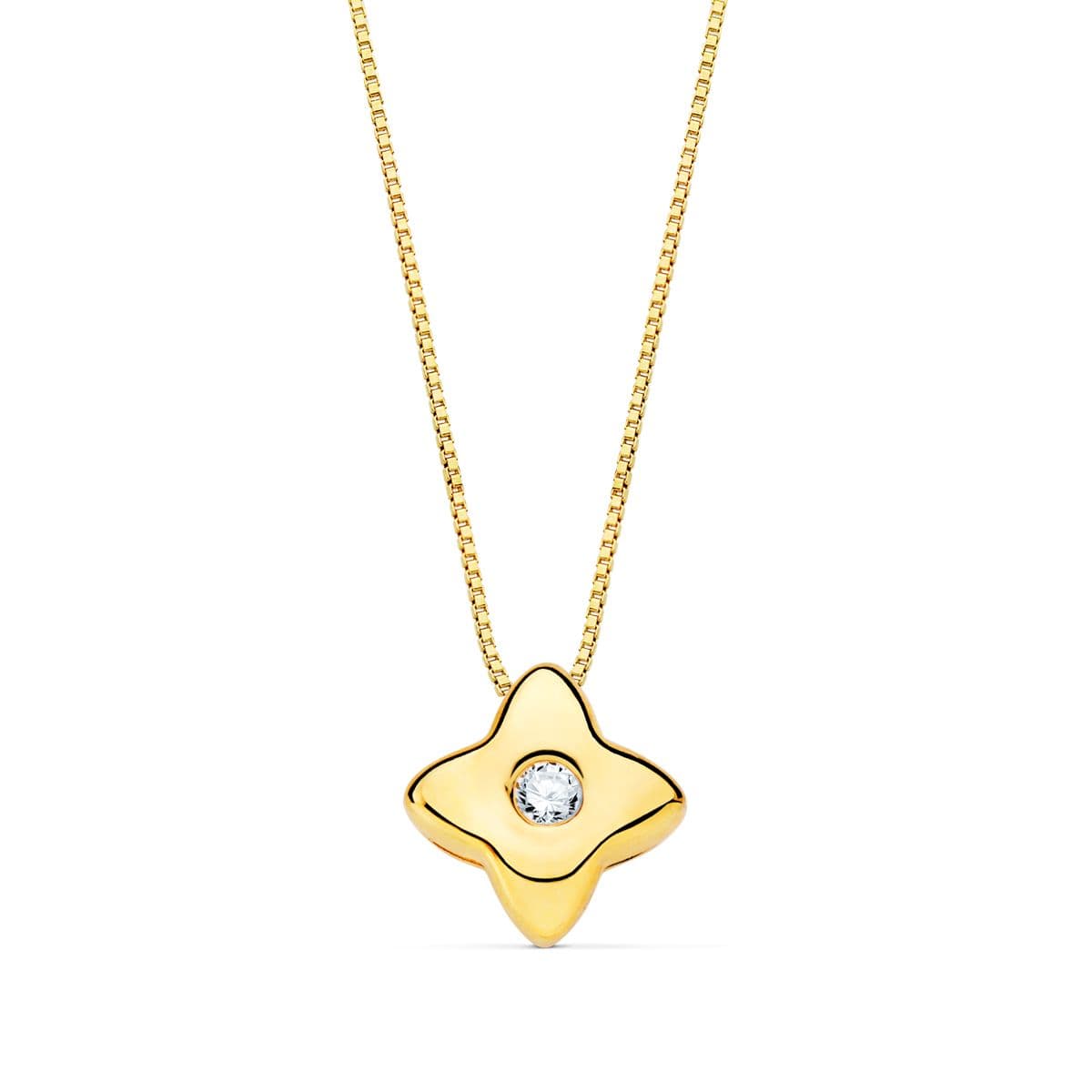18K GARGANTILLA ORO AMARILLO ESTRELLA 5X5MM DIAMANTE 0,015 QT. G-VS2. CADENA 42CM