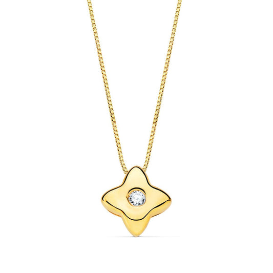 18K GARGANTILLA ORO AMARILLO ESTRELLA 5X5MM DIAMANTE 0,015 QT. G-VS2. CADENA 42CM