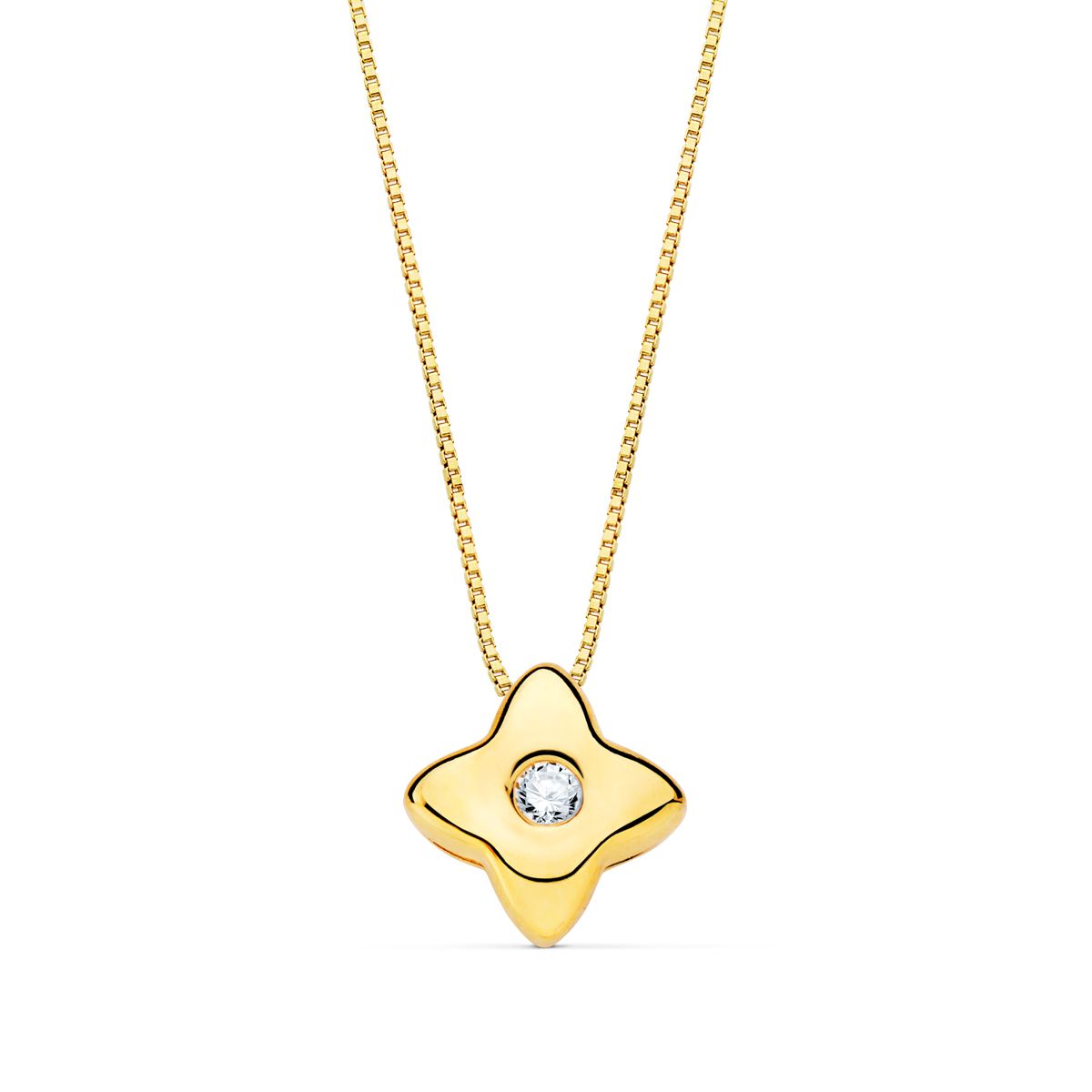 Gargantilla Estrella 5 x 5 mm Diamante Laboratorio 0,015 Qt. G-vs2. Cadena 42 cm de oro amarillo 18K