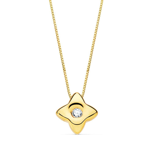18K GARGANTILLA ORO AMARILLO ESTRELLA 5.5MM DIAMANTE 0,020 QT. G-VS2. CADENA 42CM