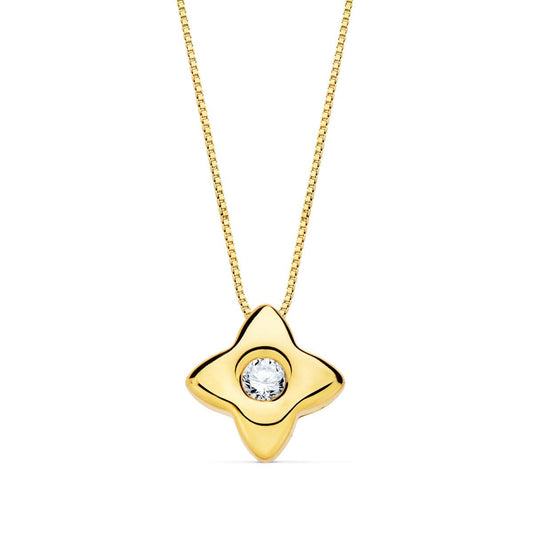 18K GARGANTILLA ORO AMARILLO ESTRELLA 6X6MM DIAMANTE 0,050 QT. G-VS2. CADENA 42CM