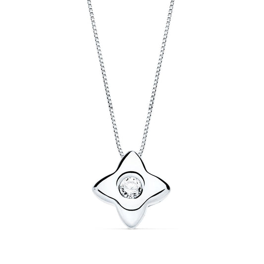 18K GARGANTILLA ORO BLANCO ESTRELLA 6MM CON DIAMANTE LABORATORIO 0,050 QTS. G-VS2. CADENA 42CM