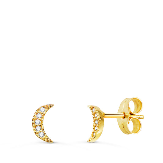 18K PENDIENTES ORO AMARILLO LUNA DIAMANTES LABORATORIO 0,05 QTS. VS2-G. MEDIDA: 7X3 MM. CIERRE PRESION