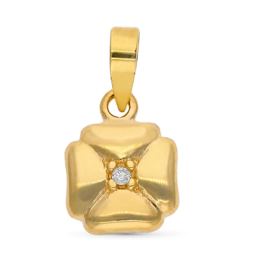 Colgante Trebol Diamantes 0,008 Cts 8 x 8 mm de oro amarillo 9K
