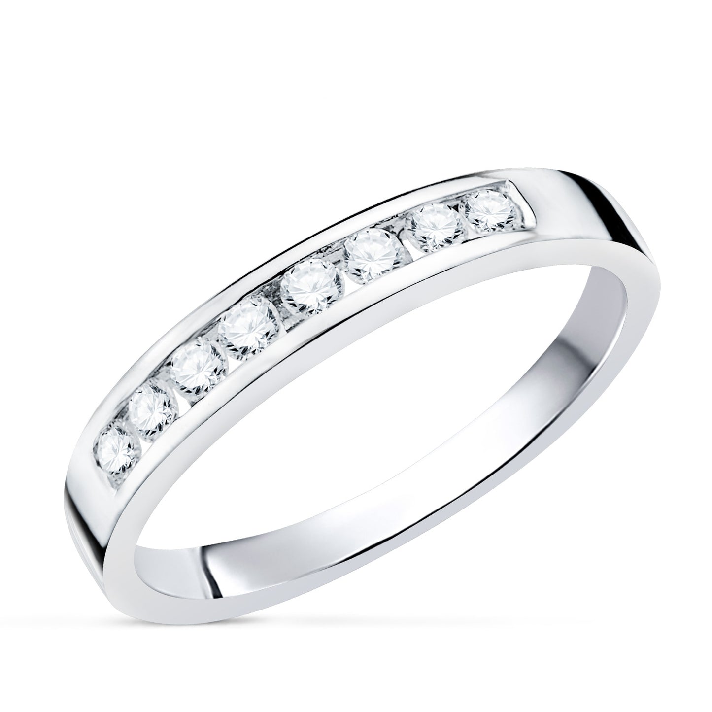 18K ALIANZA 8 DIAMANTES ORO BLANCO 0,240 QTS. PUREZA VS2 COLOR G TALLA BRILLANTE