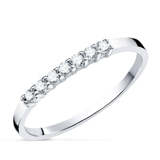 18K ALIANZA O ANILLO ORO BLANCO 7 DIAMANTES DE LABORATORIO TALLA BRILLANTE 0,160 QTS. VS2-G