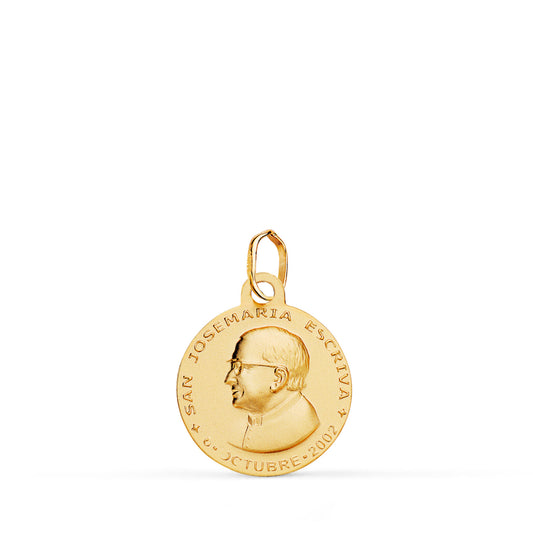 Medalla San Jose Mª Escrivá Lisa Matizada 14 mm de oro amarillo 18K