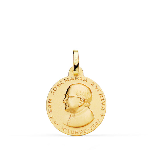 Medalla San Jose Mª Escrivá Lisa Matizada 18 mm de oro amarillo 18K