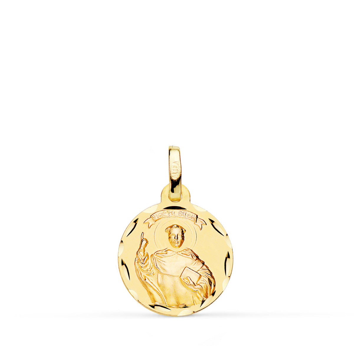 Medalla San Vicente Ferrer Tallada 14 mm de oro amarillo 18K