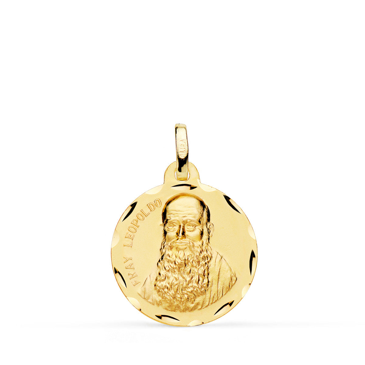 Medalla Fray Leopoldo Tallada 18 mm de oro amarillo 18K