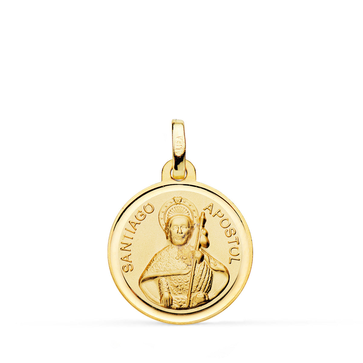 Medalla Santiago Apostol Bisel 14 mm de oro amarillo 18K