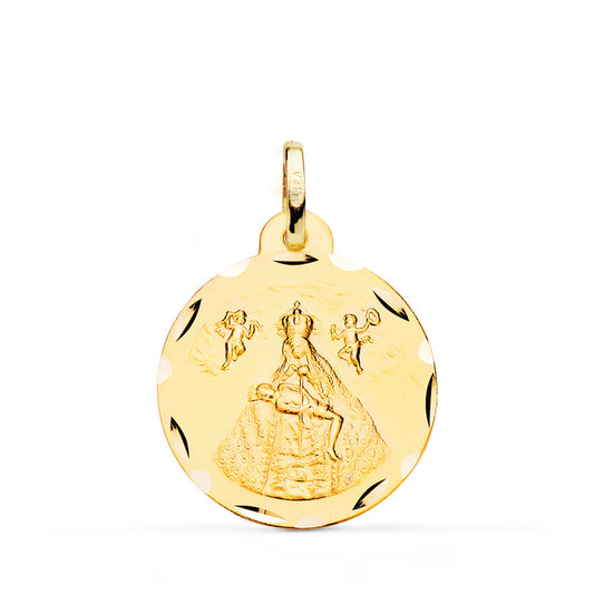 18K MEDALLA ORO AMARILLO VIRGEN DE AFRICA TALLADA 22 MM