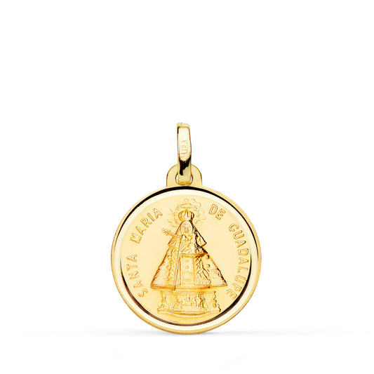 Medalla Virgen Santa Maria de Guadalupe Bisel 18 mm de oro amarillo 18K