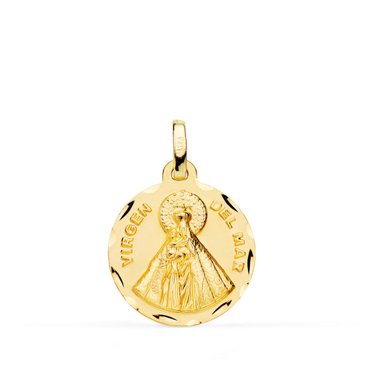 Medalla Virgen del Mar Tallada 18 mm de oro amarillo 18K