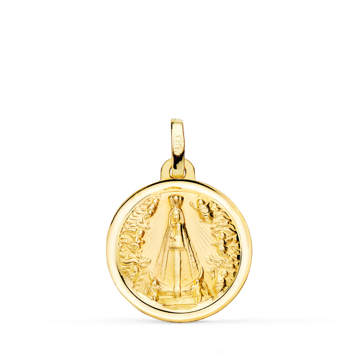 Medalla Virgen Nuestra Señora de Begoña Bisel 18 mm de oro amarillo 18K