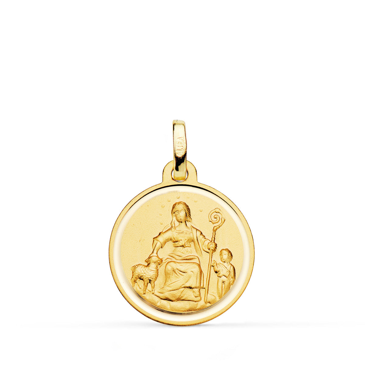 Medalla Divina Pastora 18 mm Talla Bisel de oro amarillo 18K
