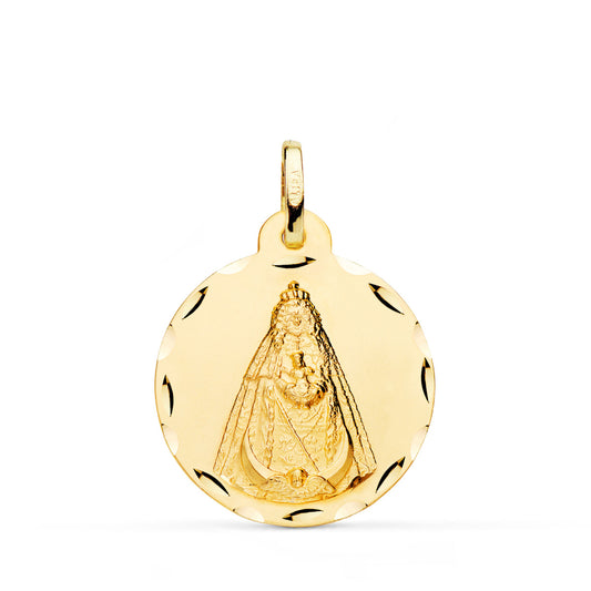 18K MEDALLA ORO AMARILLO VIRGEN NEGRA TALLADA 22 MM