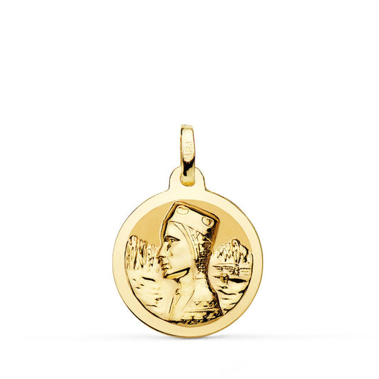 Medalla Virgen de Montserrat Brillo 18 mm de oro amarillo 18K