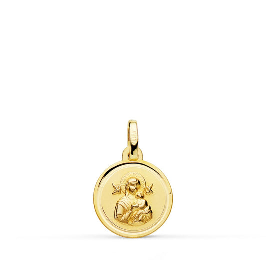 18K MEDALLA ORO AMARILLO VIRGEN DEL PERPETUO SOCORRO BISEL 12 MM
