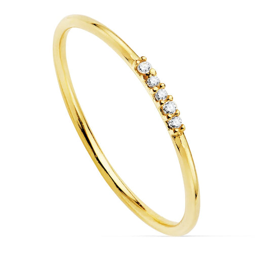 18K SORTIJA ORO AMARILLO 5 DIAMANTES 0,025 QTS. VS2-G CUERPO REDONDO 1 MM