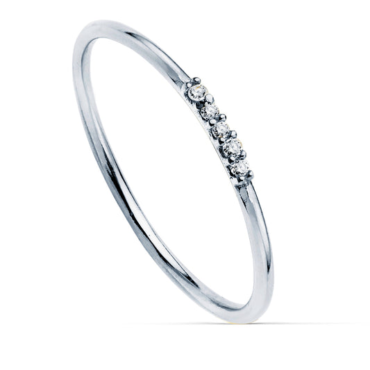18K SORTIJA ORO BLANCO 5 DIAMANTES DE LABORATORIO 0,025 QTS. VS2-G CUERPO REDONDO 1 MM