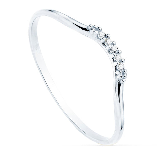 18K SORTIJA ORO BLANCO 5 DIAMANTES 0,025 QTS. G-VS2. CUERPO REDONDO 1 MM