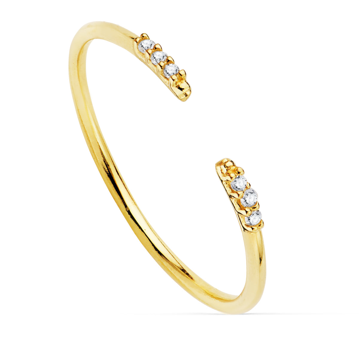 18K SORTIJA ABIERTA ORO AMARILLO DIAMANTES DE LABORATORIO 0,030QTS. G-VS2. CUERPO REDONDO 1 MM