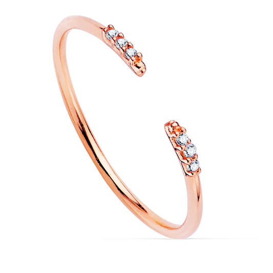 18K SORTIJA ABIERTA ORO ROSA DIAMANTES 0,030QTS.G-VS2. CUERPO REDONDO 1 MM