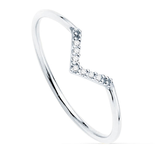 18K SORTIJA ORO BLANCO 7 DIAMANTES 0.035 QTS. G-VS2. CUERPO REDONDO 1 MM