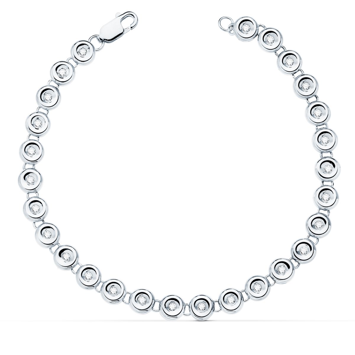 18K PULSERA RIVIERE ORO BLANCO 31 DIAMANTES LABORATORIO 0,434 QTS. VS2-G. ANCHO: 4,85 MM. LARGO: 19 CM