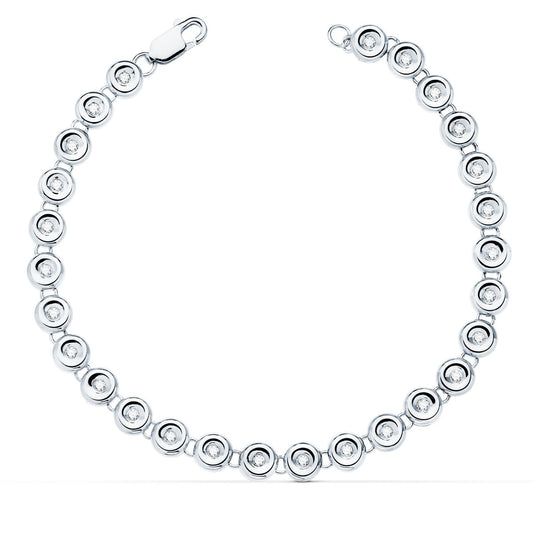 18K PULSERA RIVIERE ORO BLANCO 31 DIAMANTES LABORATORIO 0,434 QTS. VS2-G. ANCHO: 4,85 MM. LARGO: 19 CM