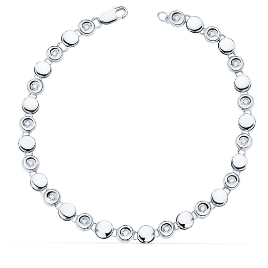 18K PULSERA RIVIERE ORO BLANCO 16 DIAMANTES LABORATORIO 0,240 QTS VS2-G. ANCHO: 4,85 MM. LARGO: 18,5 CM
