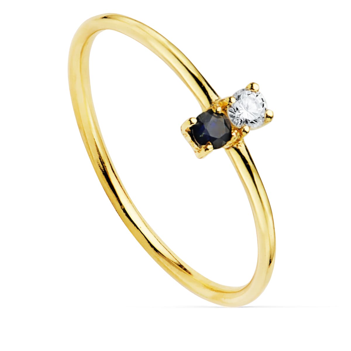 18K SORTIJA ORO AMARILLO DIAMANTE 0.043 QTS. G-VS2. 1 ZAFIRO 2.30 MMCUERPO 1 MM