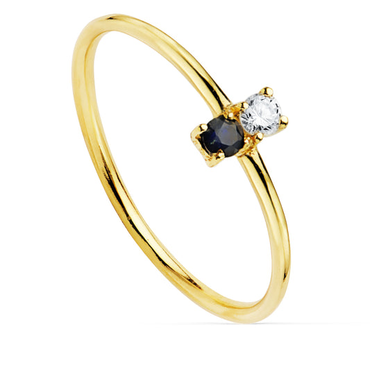 18K SORTIJA ORO AMARILLO DIAMANTE DE LABORATORIO 0,043 QTS. G-VS2. 1 ZAFIRO 2,30 MMCUERPO 1 MM