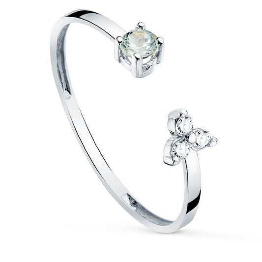 18K SORTIJA ORO BLANCO BRILLANTES 0,045 QTS. VS2-G Y AGUAMARINA NATURAL 3 MM