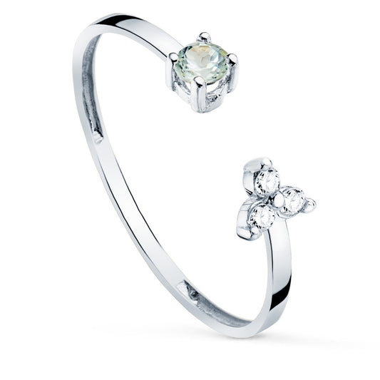 18K SORTIJA ORO BLANCO DIAMANTES DE LABORATORIO 0,045 QTS. VS2-G Y AGUAMARINA NATURAL 3 MM