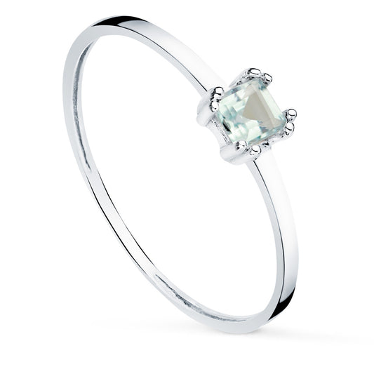 18K SORTIJA ORO BLANCO AGUAMARINA NATURAL 4X3 MM. ANCHO CUERPO: 1,10 MM
