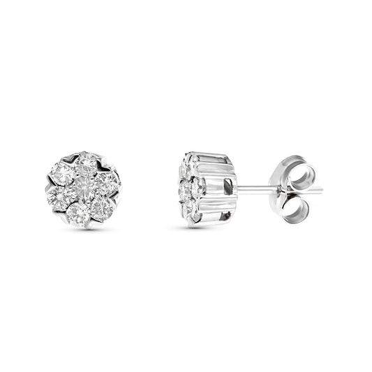 Pendientes con Diamantes Laboratorio 0,602 Qtes Vs2-g. Medida: 7x7. de oro blanco 18K