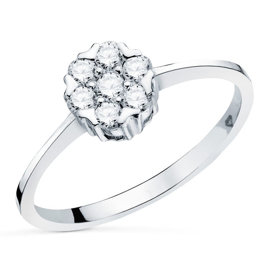 18K SORTIJA ORO BLANCO CON DIAMANTES CUAJO 7X7 MM 0,301 QTS. VS2-G