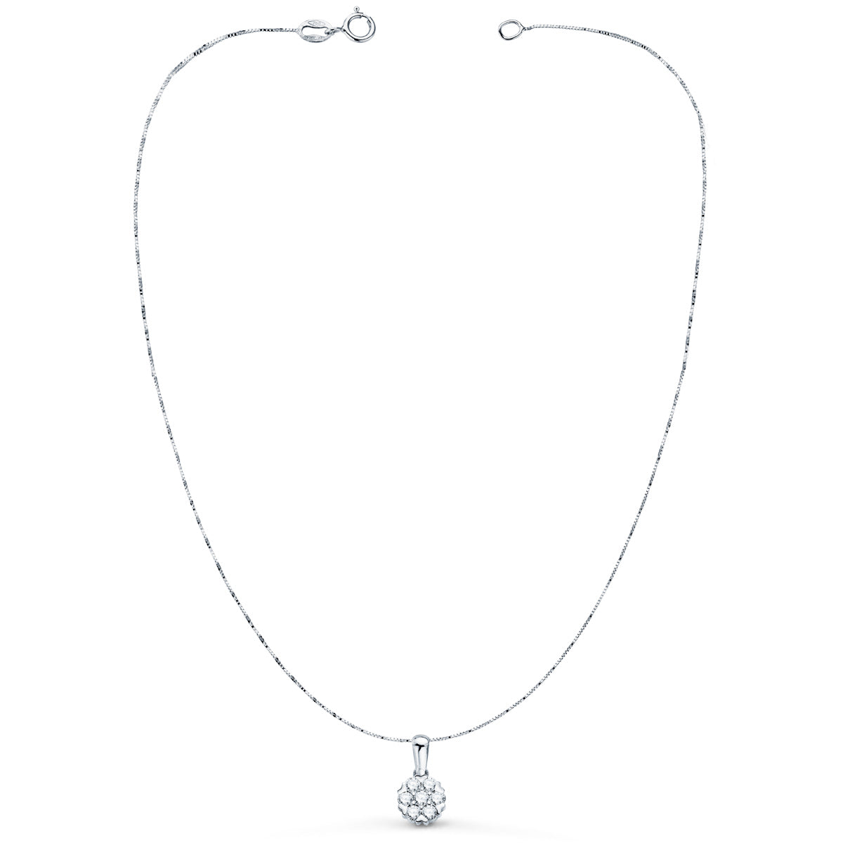 Collar 7 mm Diamantes Laboratorio 0,300 Qts G-vs2 Cadena 42-3 cm de oro blanco 18K