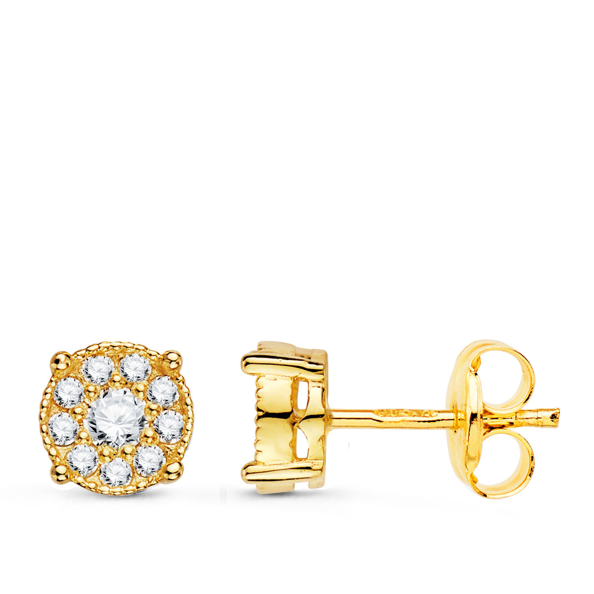 Pendientes 20 Diamantes Laboratorio 0,365 Qtes Vs2-g. 6,5 x 6,5 mm. presión de oro amarillo 18K